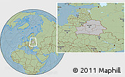 Gray Location Map of Belarus, savanna style outside, hill shading