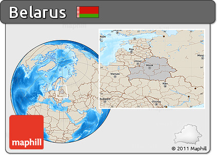 Gray Location Map of Belarus, shaded relief outside