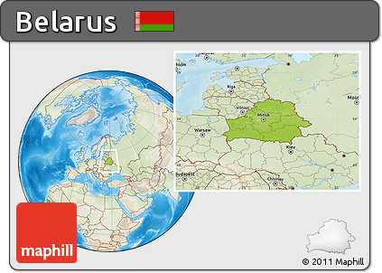 Physical Location Map of Belarus, lighten, land only