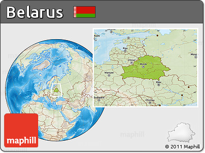 Physical Location Map of Belarus, lighten, land only
