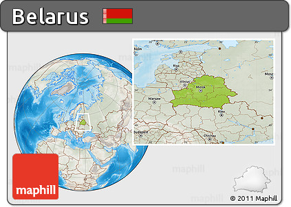 Physical Location Map of Belarus, lighten, semi-desaturated, land only