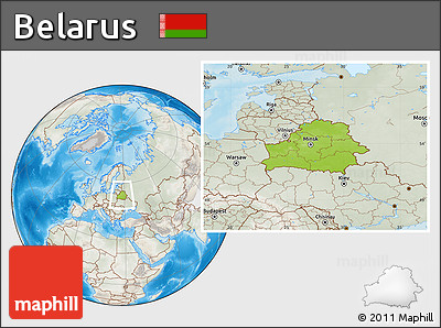Physical Location Map of Belarus, lighten, semi-desaturated, land only
