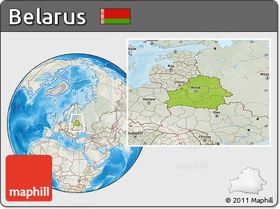 Physical Location Map of Belarus, lighten, semi-desaturated, land only