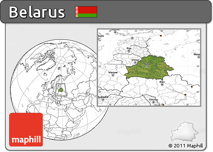 Satellite Location Map of Belarus, blank outside