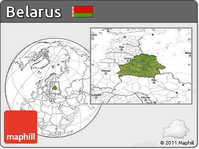 Satellite Location Map of Belarus, blank outside