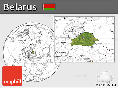 Satellite Location Map of Belarus, blank outside