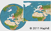 Satellite Location Map of Belarus, highlighted continent, within the entire continent