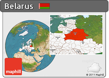 Satellite Location Map of Belarus, highlighted continent