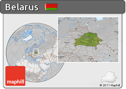 Satellite Location Map of Belarus, lighten, desaturated