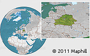 Satellite Location Map of Belarus, lighten, desaturated, land only