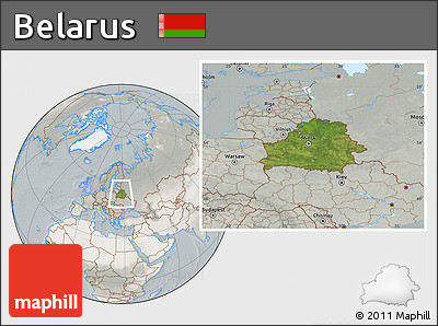 Satellite Location Map of Belarus, lighten, semi-desaturated