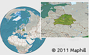Satellite Location Map of Belarus, lighten, semi-desaturated, land only