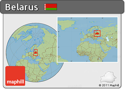 Savanna Style Location Map of Belarus, within the entire continent