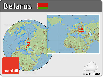Savanna Style Location Map of Belarus, within the entire continent