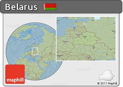 Savanna Style Location Map of Belarus, hill shading outside