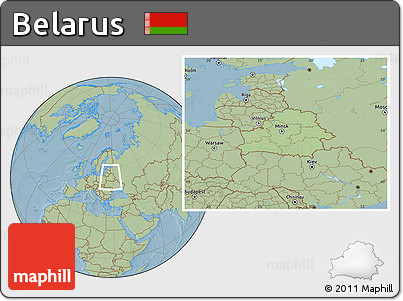 Savanna Style Location Map of Belarus, hill shading outside