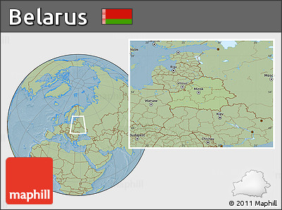 Savanna Style Location Map of Belarus, hill shading outside