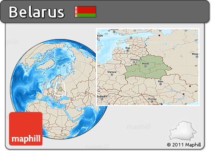 Savanna Style Location Map of Belarus, shaded relief outside, hill shading