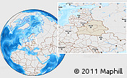 Shaded Relief Location Map of Belarus, lighten, desaturated, land only