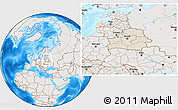 Shaded Relief Location Map of Belarus, lighten, semi-desaturated, land only