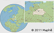 Shaded Relief Location Map of Belarus, savanna style outside