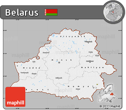 Gray Map of Belarus, single color outside