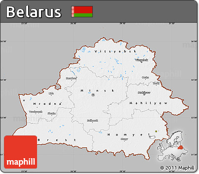 Gray Map of Belarus, single color outside
