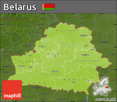 Physical Map of Belarus, darken