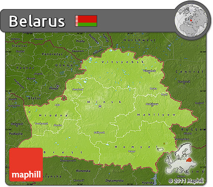 Physical Map of Belarus, darken