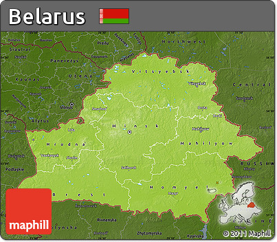 Physical Map of Belarus, darken
