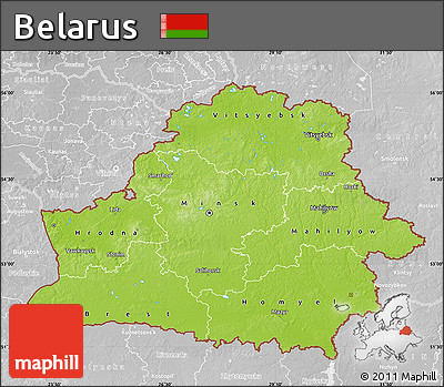Physical Map of Belarus, lighten, desaturated