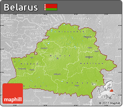 Physical Map of Belarus, lighten, desaturated