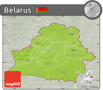 Physical Map of Belarus, lighten, semi-desaturated