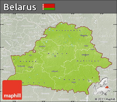 Physical Map of Belarus, lighten, semi-desaturated