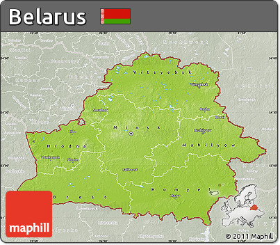 Physical Map of Belarus, lighten, semi-desaturated