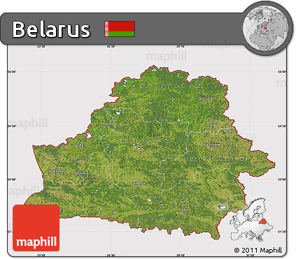 Satellite Map of Belarus, cropped outside