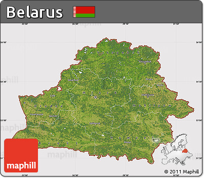 Satellite Map of Belarus, cropped outside
