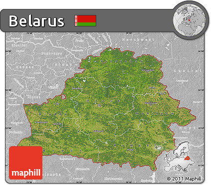 Satellite Map of Belarus, lighten, desaturated