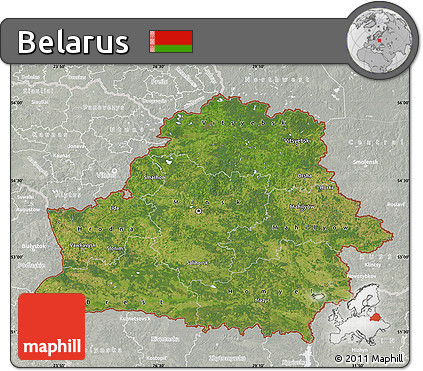 Satellite Map of Belarus, lighten, semi-desaturated