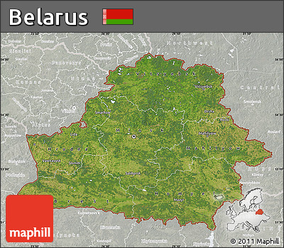 Satellite Map of Belarus, lighten, semi-desaturated