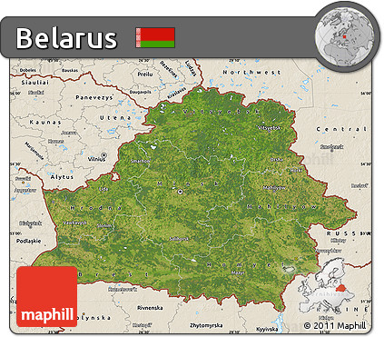 Satellite Map of Belarus, shaded relief outside