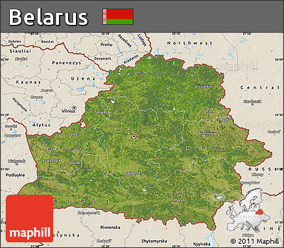 Satellite Map of Belarus, shaded relief outside