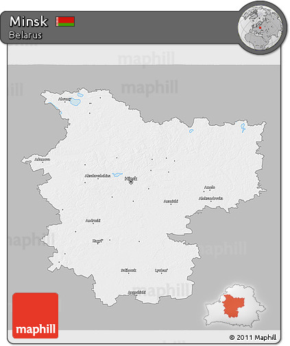 Gray 3D Map of Minsk, single color outside