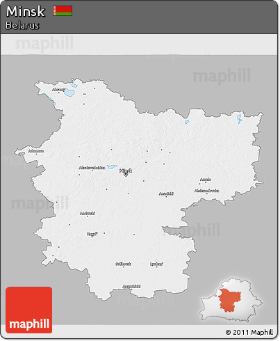Gray 3D Map of Minsk, single color outside