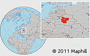 Gray Location Map of Minsk, within the entire country