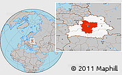 Gray Location Map of Minsk, highlighted country