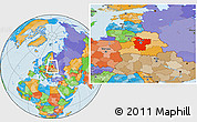 Political Location Map of Minsk, within the entire country