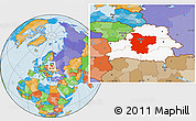 Political Location Map of Minsk, highlighted country