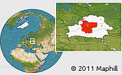 Satellite Location Map of Minsk, highlighted country