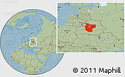 Savanna Style Location Map of Minsk, within the entire country, hill shading